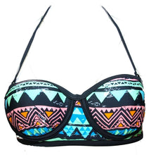 Load image into Gallery viewer, Bikini Nation Women&#39;s Tribal Vibes Printed Underwire Bikini Top, Multi, S
