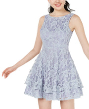 Load image into Gallery viewer, Speechless Juniors&#39; Lace Double-Skirt Fit &amp; Flare Dress, Peri, 3/S
