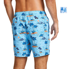 Load image into Gallery viewer, Nautica Men's Island Print 6" Elastic Waistband Swim Trunks, Blue, XXL
