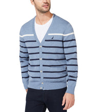 Load image into Gallery viewer, Nautica Men's Striped V-Neck Button Cotton Classic fit Cardigan, Blue, XXL
