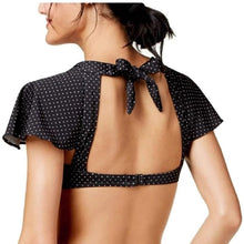 Load image into Gallery viewer, Sundazed Women&#39;s Flutter-Sleeve Dot Print Bikini Top, Black, 36 D
