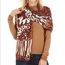 Load image into Gallery viewer, INC International Concepts Women's Mixed-Animal-Print Pashmina Wrap,Brown

