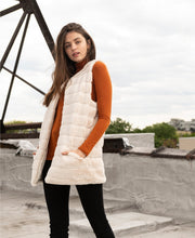 Load image into Gallery viewer, INC Women's Quilted Faux-Fur Super-Soft  Duster, Ivory, S/M
