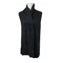 Load image into Gallery viewer, INC Chenille Striped Arrow-Stitch Muffler Scarf Black, O/S
