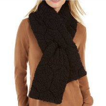 Load image into Gallery viewer, INC Women&#39;s Quilted Teddy Faux Fur Reversible Scarf Muffler, Black

