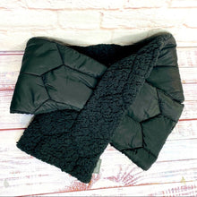 Load image into Gallery viewer, INC Women&#39;s Quilted Teddy Faux Fur Reversible Scarf Muffler, Black

