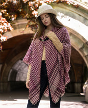 Load image into Gallery viewer, Charter Club Women's Plaid Faux-leather Clip Toggle Wrap, Wineberry
