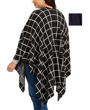 Load image into Gallery viewer, Charter Club Plus Women's Windowpane Plaid Ruana Acrylic Wrap, Navy
