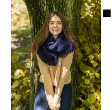 Load image into Gallery viewer, INC Women&#39;s Raschel-Knit Loop Scarf With Fringe, Black, One Size
