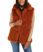 Load image into Gallery viewer, INC Women's Soft Faux-Fur Duster Collar Cozy Vests, Rust, S/M
