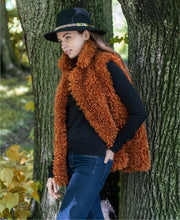 Load image into Gallery viewer, INC Women's Soft Faux-Fur Duster Collar Cozy Vests, Rust, S/M
