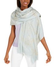 Load image into Gallery viewer, Inc International Concepts Women's Line-Work Foil Flower Wrap Scarf, White
