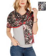 Load image into Gallery viewer, INC International Concepts Women's Print Garden Flowers Wrap Pashmina, Grey
