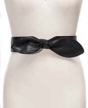 Load image into Gallery viewer, INC Women's Wide Bow Stretch Faux Leather Belt, Black, M/L
