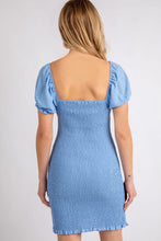 Load image into Gallery viewer, Belloago Women&#39;s Woven Solid Mini Smocked Dress
