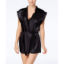 Load image into Gallery viewer, Linea Donatella Women&#39;s Chemise, Wrap and Thong Three Piece Set, Black, XL
