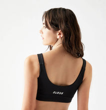 Load image into Gallery viewer, GUESS Women&#39;s Lace-Up Active Sports Bra, Jet Black, M
