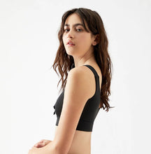 Load image into Gallery viewer, GUESS Women&#39;s Lace-Up Active Sports Bra, Jet Black, M
