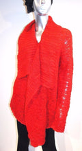 Load image into Gallery viewer, Jones New York Women's Cable Knit Shawl Draped Front Cardigan, Red, M

