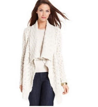 Load image into Gallery viewer, Jones New York Women's Cable Knit Shawl Draped Front Cardigan, Red, M
