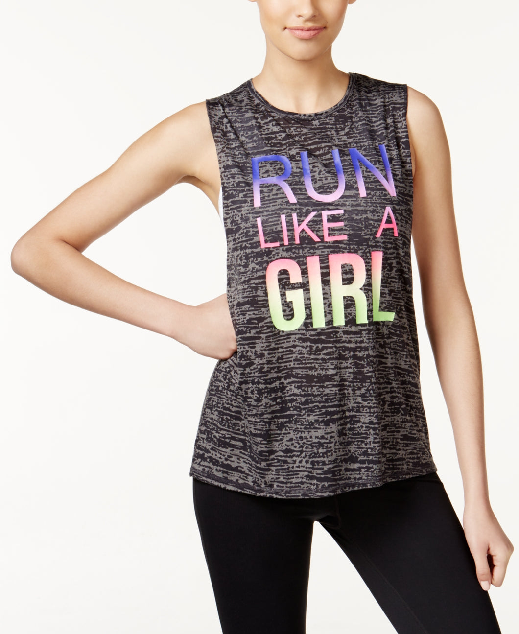 Ideology Women's Burnout Heathered Tank Top, Charcoal Heather, L