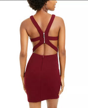Load image into Gallery viewer, B Darlin Juniors&#39; V-neck Strappy Sheath Sleeveless Dress, Red Wine, 0
