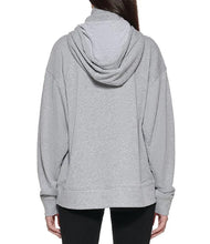 Load image into Gallery viewer, DKNY Sport Women&#39;s Face Mask Hooded Sweatshirt, Pearl Grey Heather, XL
