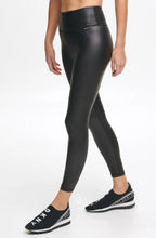 Load image into Gallery viewer, DKNY Sport Women&#39;s Faux Leather High Waist Ankle Leggings, Black, L
