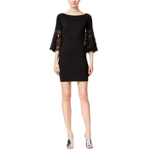 Load image into Gallery viewer, Bar III Womens Lace-Sleeve Sheath Dress, Black, X-Small
