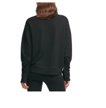 Load image into Gallery viewer, DKNY Women&#39;s Logo Crewneck Fleece Pullover Sweatshirt, Black, M
