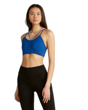 Load image into Gallery viewer, DKNY Sport Women&#39;s Seamless Strappy Low-Impact Sports Bra, Blue, S
