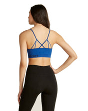 Load image into Gallery viewer, DKNY Sport Women&#39;s Seamless Strappy Low-Impact Sports Bra, Blue, S
