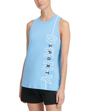 Load image into Gallery viewer, DKNY Women&#39;s Crewneck Sport Reflective-Logo Tank Top, Blue. XS

