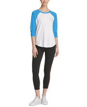 Load image into Gallery viewer, Dkny Sport Women&#39;s Logo Baseball Shirt, White/Blue, Medium
