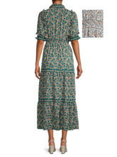 Load image into Gallery viewer, Max Studio Women&#39;s Tiered Floral Midi Dress, Cream Multi, M
