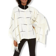 Load image into Gallery viewer, DKNY Women's Zip Front Ombre Twist Ruana Mock Neck Soft Poncho, Ivory
