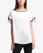 Load image into Gallery viewer, DKNY Women's Contrast-Trim Top, Ivory, XS
