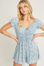 Load image into Gallery viewer, Belloago Women&#39;s Woven Print Smocked Waist Short Sleeve Romper
