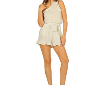 Load image into Gallery viewer, Vintage Havana Women&#39;s One Shoulder Ruffled Romper, Indigo, S
