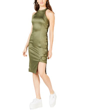 Load image into Gallery viewer, La La Anthony Women&#39;s High-Neck Sleeveless Lace-Up Dress, Olive, S
