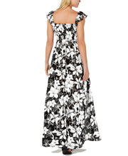 Load image into Gallery viewer, Raviya Women&#39;s Printed Smocked Ruffle Maxi Dress Cover Up, Black, S
