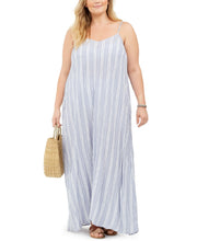 Load image into Gallery viewer, Raviya Plus Women&#39;s Sleeveless Striped Cotton Cover-Up Maxi Dress, 1X
