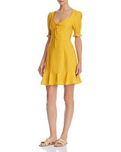 Load image into Gallery viewer, Lost + Wander Women&#39;s Off-the-Shoulder Lace-up Mini Dress, Mustard, S
