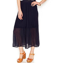 Load image into Gallery viewer, Maison Jules Women's Solid Pleated Pull-on Midi Skirt, Navy, XL
