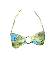 Load image into Gallery viewer, Cia Maritima Women&#39;s  Peacock Feather Print Plumage Bandeau bikini top, S

