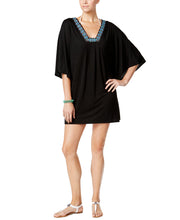 Load image into Gallery viewer, Dotti Women&#39;s Swimsuit Bead-Trim Tunic Cover-up (Black, Small)
