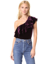 Load image into Gallery viewer, Misa Los Angeles Women's Agus One-Shoulder Velvet Top, Plum, S
