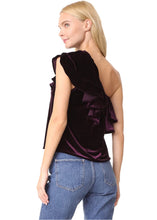 Load image into Gallery viewer, Misa Los Angeles Women's Agus One-Shoulder Velvet Top, Plum, S
