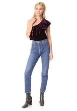 Load image into Gallery viewer, Misa Los Angeles Women's Agus One-Shoulder Velvet Top, Plum, S
