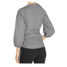 Load image into Gallery viewer, Single Thread Women's Gingham Wrap Top, Black/White, M
